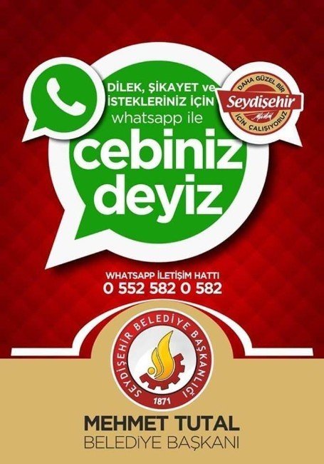 Seydişehir Belediyesi’nden “whatsapp iletişim hattı’’ hizmeti