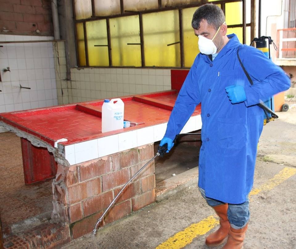 Akçakoca Belediyesi ekipleri pazaryerini ilaçladı