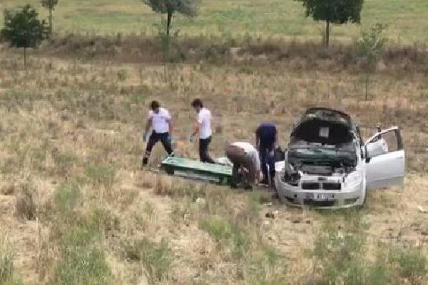 Konya'da takla atan otomobil şarampole yuvarlandı