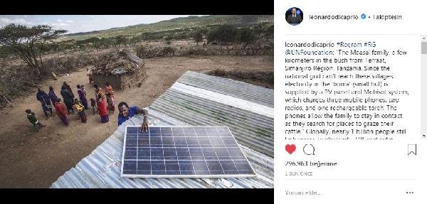 DiCaprio’dan “şebekesiz güneş enerjisi” mesajı