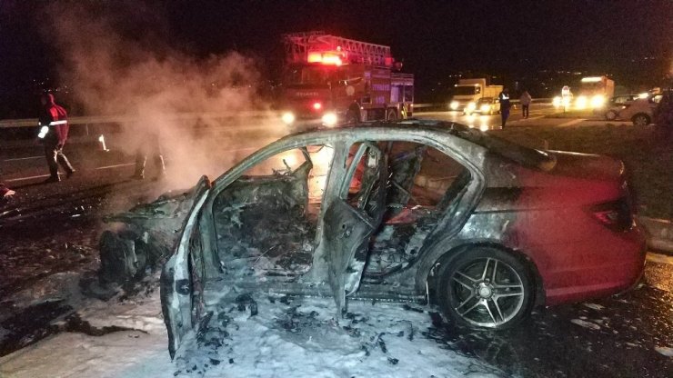 Samsun’da tır ile çarpışan otomobil yandı: 1 yaralı
