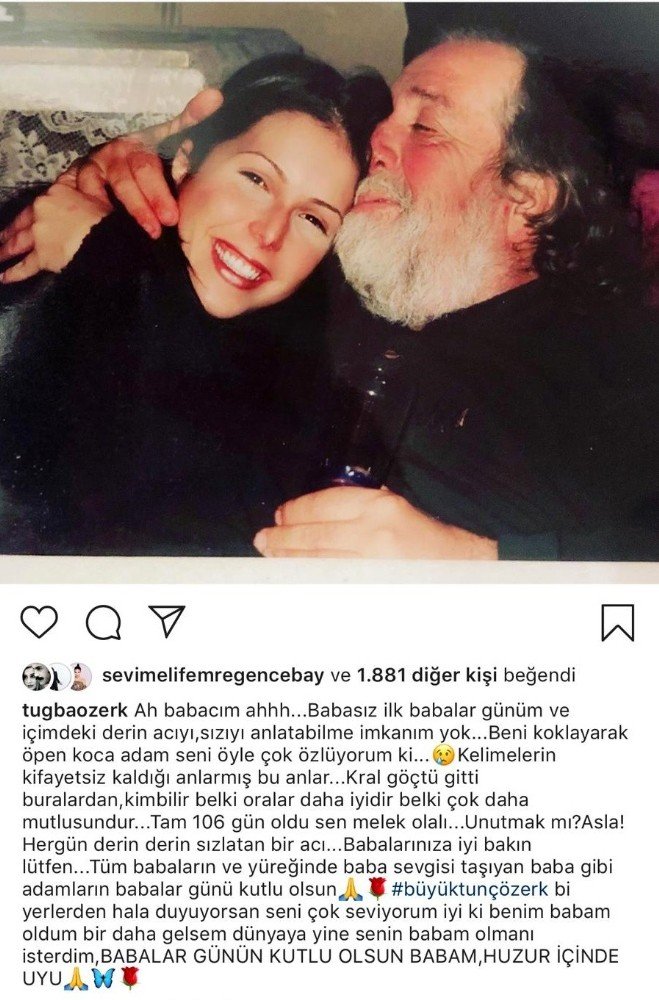 Tuğba Özerk baba hasretini takipçileri ile paylaştı