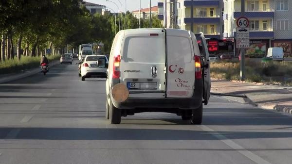 Konya'da hafif ticari araçta tehlikeli taşıma