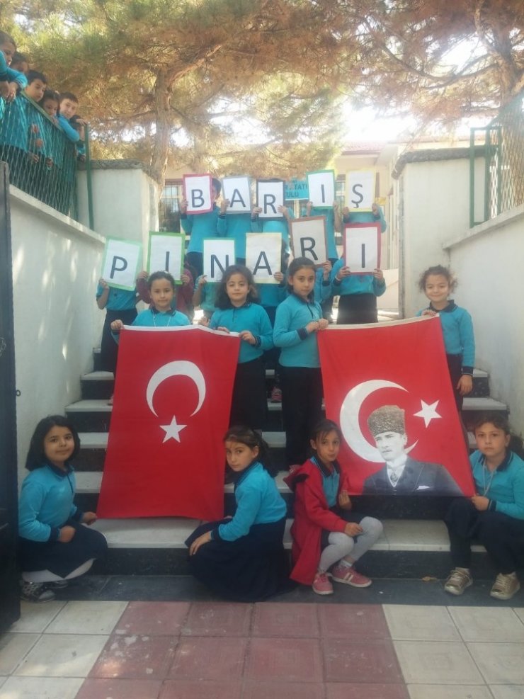Minik öğrenci ve öğretmenlerden Barış Pınarı Harekâtına destek yürüyüşü
