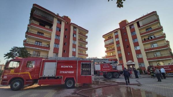 Konya'da korkutan yangın! Apartmanda çıkan yangında 7 kişi dumandan etkilendi
